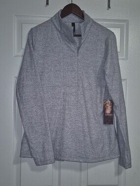 Kyodan Unisex  Light Gray Herringbone Zip-Front Pullover